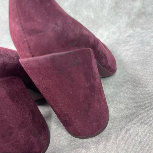 Tory Burch Lucia Suede Chunky Heels In Fig Maroon Women's Size 5 - Picture 9 of 11